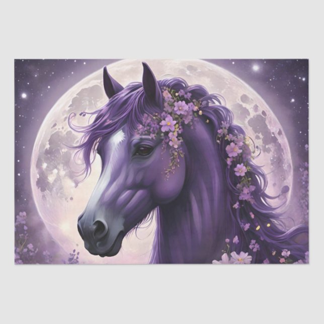 Papel De Seda "Sueños florecientes: el caballo morado de la fant (Anverso)