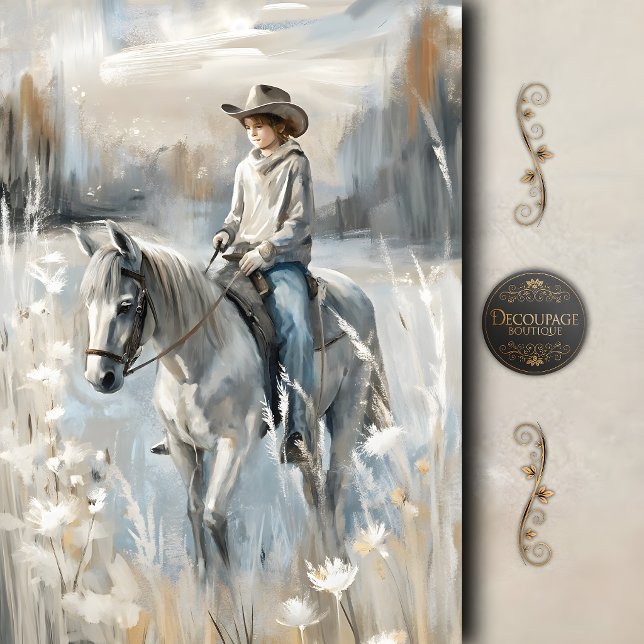 Papel De Seda Sueños tranquilos del vaquero Decoupage (Quiet Cowboy Dreams Decoupage Tissue Paper)