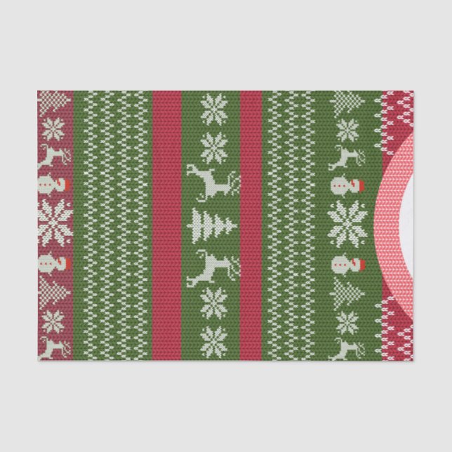 Papel De Seda Suéter personalizado de Navidad de invierno rojo v (Anverso)