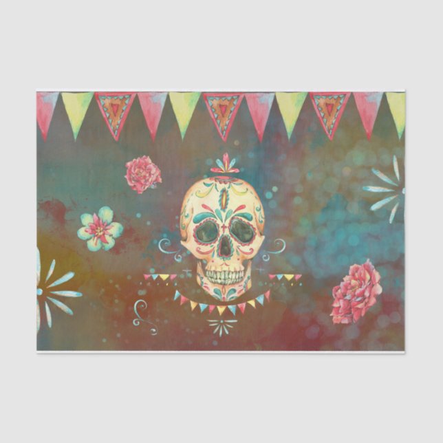 Papel De Seda Sugar Skull Dia De Los Muertos 3 Desnudos (Anverso)