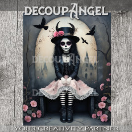 Papel De Seda Sugar Skull Gothic Girl Decoupage