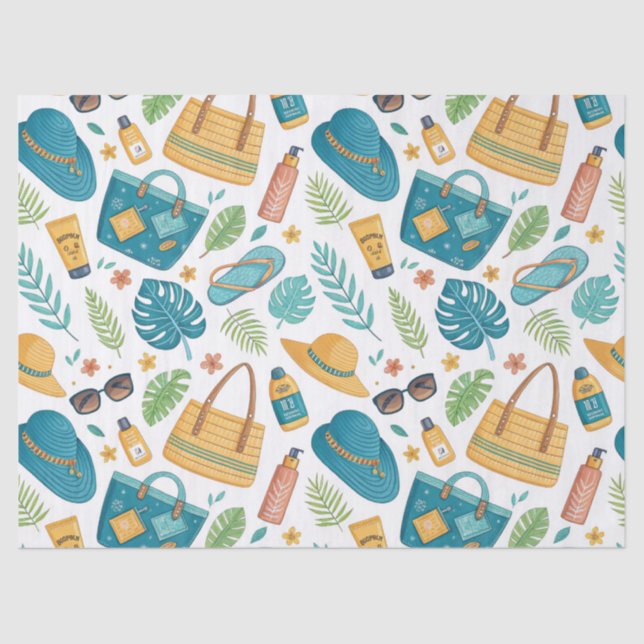 Papel De Seda Summer Beach Essentials Pattern (1) (Anverso)