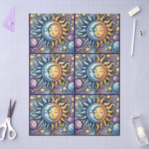 Papel De Seda Sun Moon Stars Whimsical Decoupage