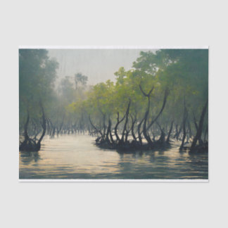 Papel De Seda Sundarbans Mangrove Forest River Trees