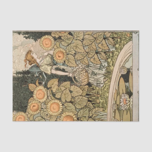 Papel De Seda Sunflower Art Nouveau Garden Grasset Mujer (Anverso)