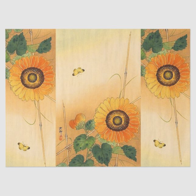Papel De Seda SUNFLOWER ,BUTTERFLY,GREEN DEJA Floral japonesa (Anverso)
