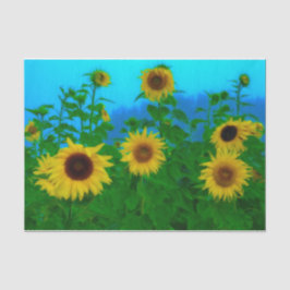 Papel De Seda Sunflower Field Art Blue Sky Green Garden