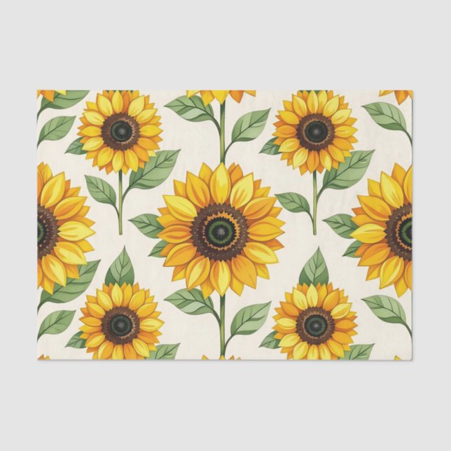 Papel De Seda Sunflower Floral Seamless Pattern Bright Yellow (Anverso)