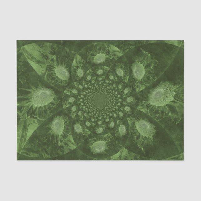 Papel De Seda Sunflower Green Floral Abstracto Art Decogue (Anverso)