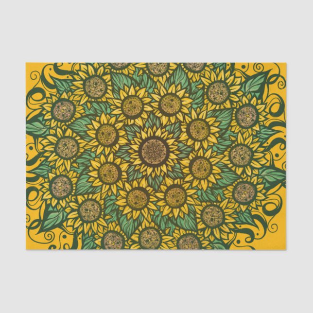 Papel De Seda Sunflower Mandala Naturaleza Lover Sunflowers Flor (Anverso)