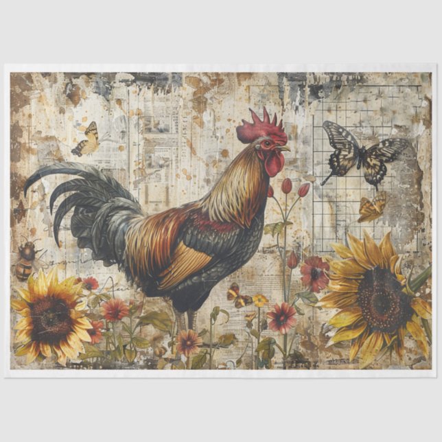 Papel De Seda Sunflower Rooster (Anverso)