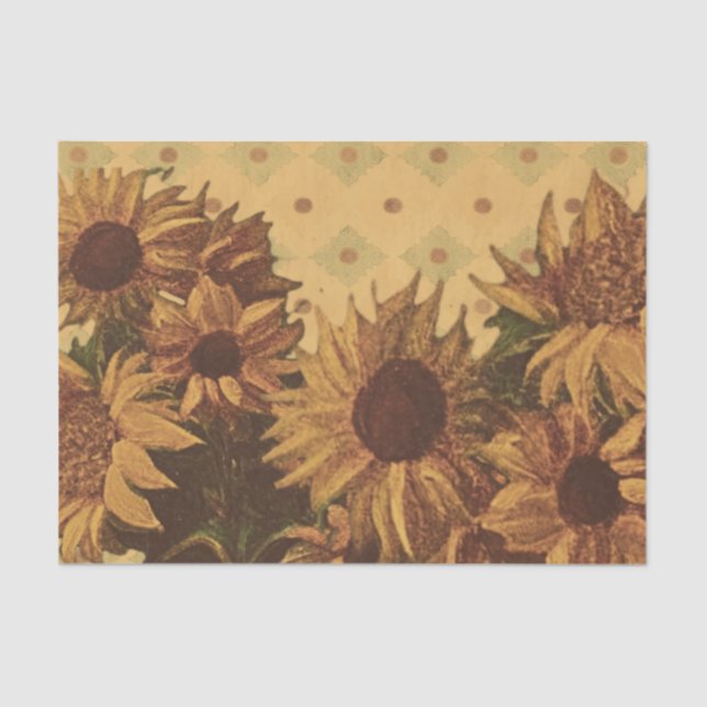 Papel De Seda Sunflowers retro vintage backdrop (Anverso)