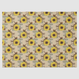 Papel De Seda Sunflowers y Acorns en Tan Decoupage