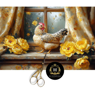 Papel De Seda Sunny Farmhouse Chicken Yellow Roses Decoupage
