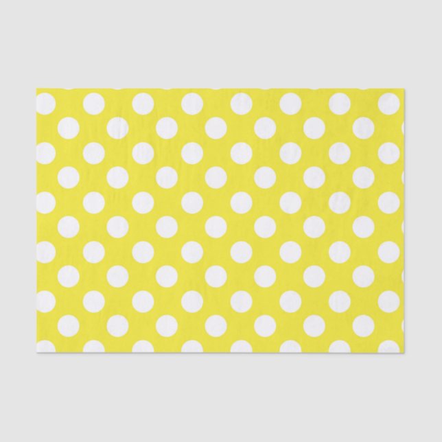 Papel De Seda Sunny Yellow & White Polka Dots Fiesta de cumpleañ (Anverso)