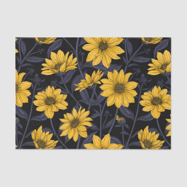 Papel De Seda Sunroot, girasol salvaje en amarillo y azul (Anverso)