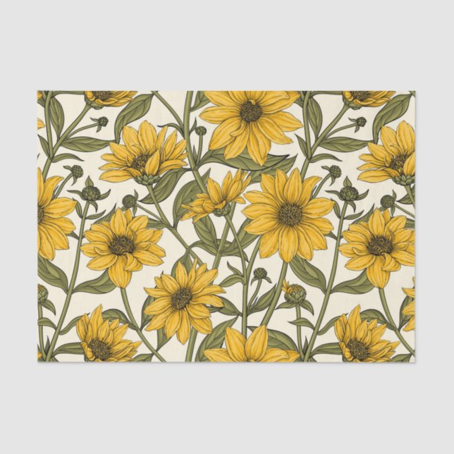 Papel De Seda Sunroot, girasol salvaje en blanco roto (Anverso)
