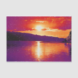 Papel De Seda Sunset Coastal Beach Naranja Purple Art Decoupage