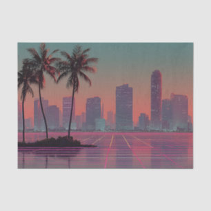 Papel De Seda Sunset retro de ciudades de onda sintética