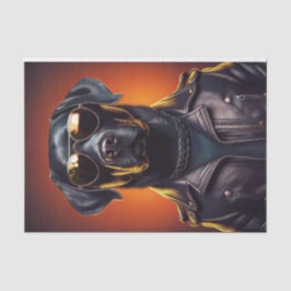 Papel De Seda Sunset Sam, Labrador Negro Motero con Chaqueta de