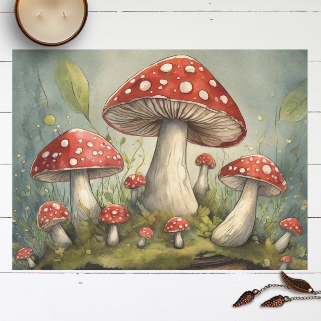 Papel De Seda Suntuosos Ilustraciones de champiñones rojos (Subido por el creador)