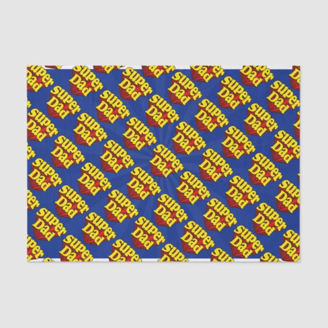Papel De Seda Superhéroe del Día del Padre Azul Rojo de Super Pa (Anverso)
