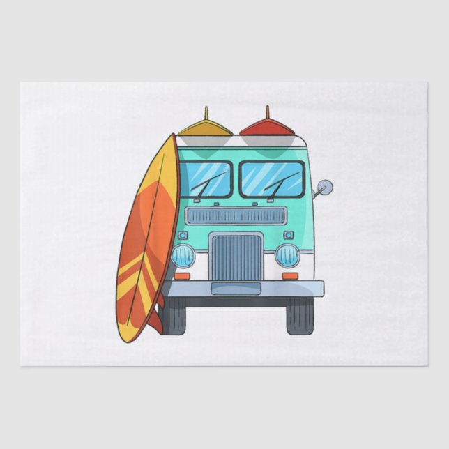 Papel De Seda Surf Van Surfboard Palm Trees Surfing Surfing Surf (Anverso)