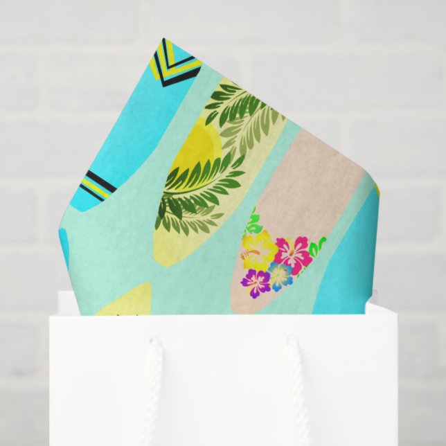 Papel De Seda Surfboards tropicales ilustradas (Bolsa de regalo)