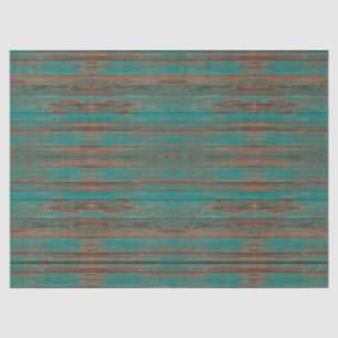 Papel De Seda Suroeste Rústico Madera Pintada de Turquesa Deteri