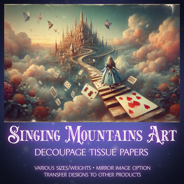 Papel De Seda Surreal Alice's Fantasy Cloud Castle Decoupage (Subido por el creador)