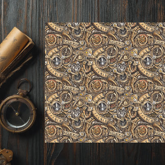 Papel De Seda Surreal Steampunk Gears Pattern