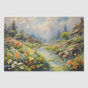 Papel De Seda Susurros de la pintura acuarela del río