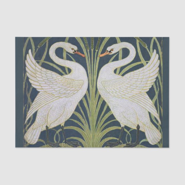 Papel De Seda Swan Art Nouveau Dos Cisnes (Anverso)