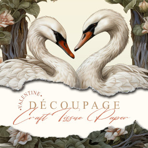 Papel De Seda Swans florales Vintage Shabby Chic Decoupage