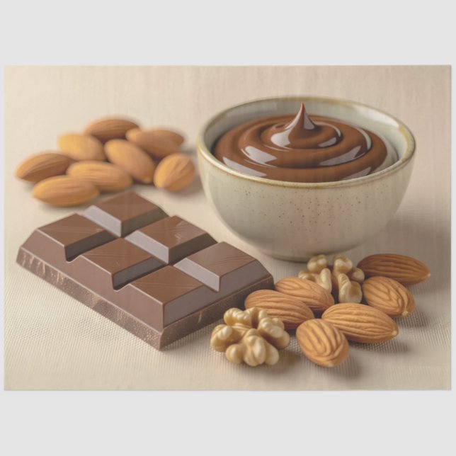 Papel De Seda Sweet Chocolate, Chocolate Paste Bowl And Raw Nuts (Anverso)