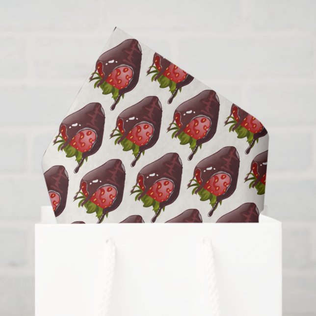 Papel De Seda Sweet Chocolate Covered Strawberry Pattern Premium (Bolsa de regalo)