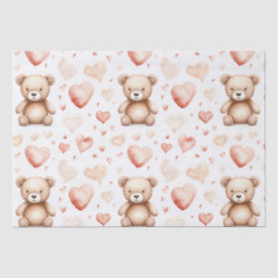 Papel De Seda Sweet Cute Teddy Bear Heart Baby Shower