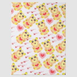 Papel De Seda Sweet Heart Bear Nursery Pattern