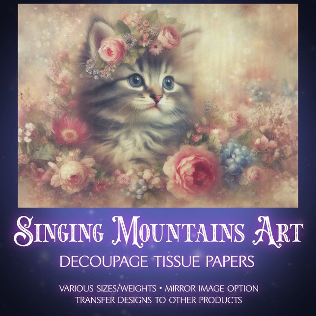 Papel De Seda Sweet Kitten Garden Floral Furniture DIY Decoupage (Subido por el creador)