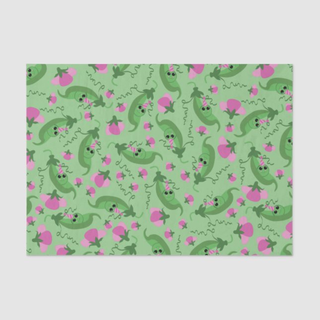 Papel De Seda Sweet Pea Cute Primer Fiesta de Cumpleaños (Anverso)