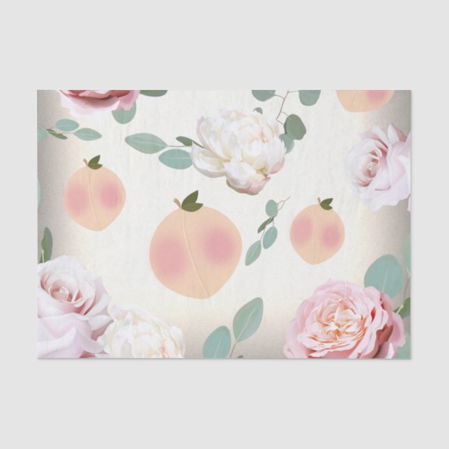 Papel De Seda SWEET PEACH Floral Cumpleaños Bridal Shower (Anverso)