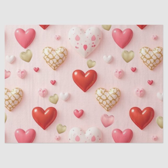 Papel De Seda Sweet Valentine Hearts Blush Pink tissue paper (Anverso)