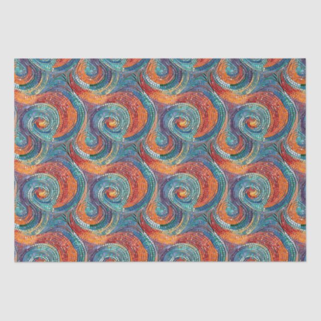 Papel De Seda Swirl Naranja Rojo Azul (Anverso)
