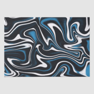 Papel De Seda Swirls azul, negro y blanco