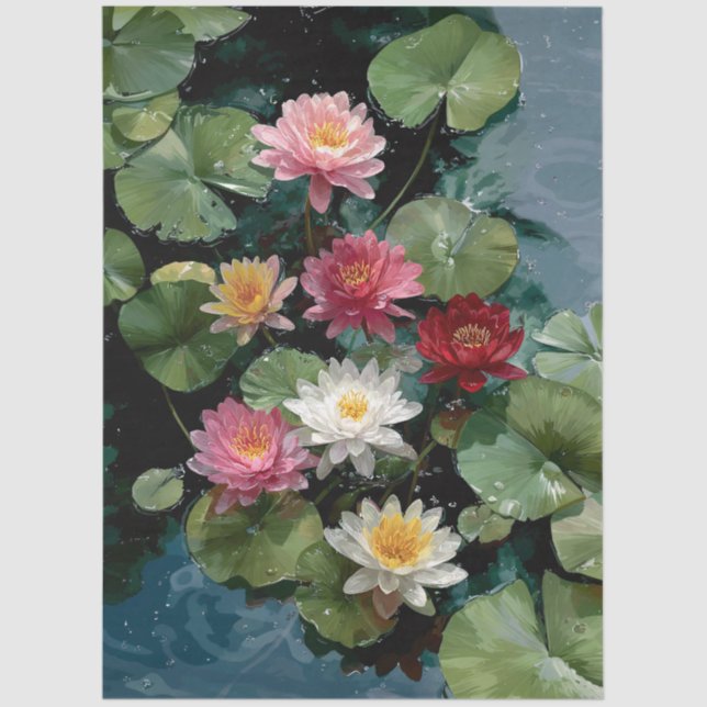 Papel De Seda Symphony of Water Lilies Decoupage (Anverso)