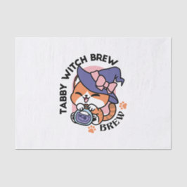 Papel De Seda Tabby Witch Brew – Cute Halloween Cat Design