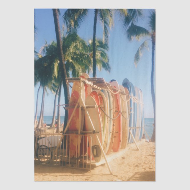 Papel De Seda Tablas de surf en la playa de Waikiki (Anverso)