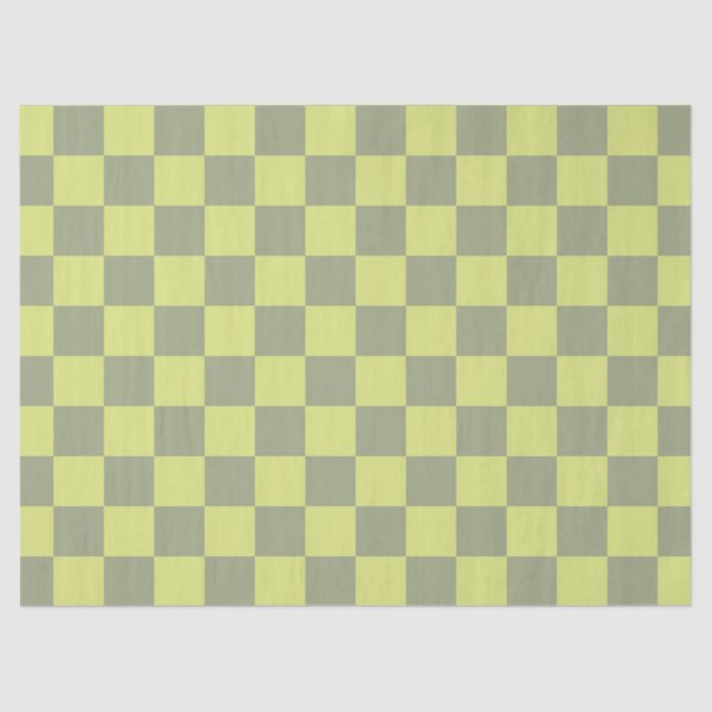 Papel De Seda Tablero de ajedrez amarillo y verde (Anverso)