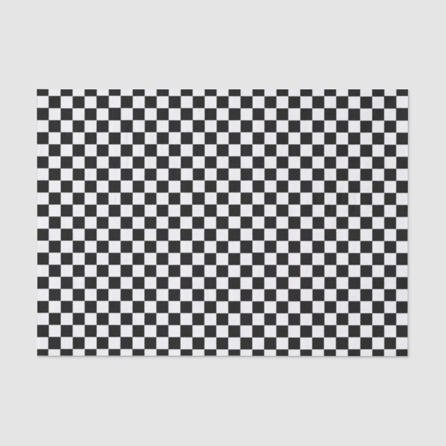 Papel De Seda Tablero de ajedrez clásico blanco y negro de STayl (Anverso)