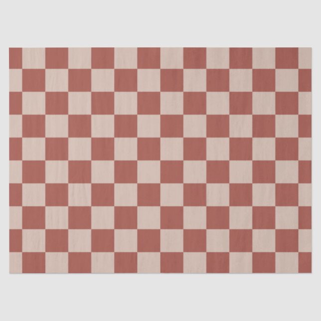 Papel De Seda Tablero de ajedrez de terracota y beige (Anverso)